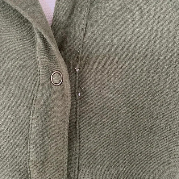 Joanna Sage Green Stretch Button Down Shirt | Soft Knit Collared Long Sleeve Top - Picture 7 of 10